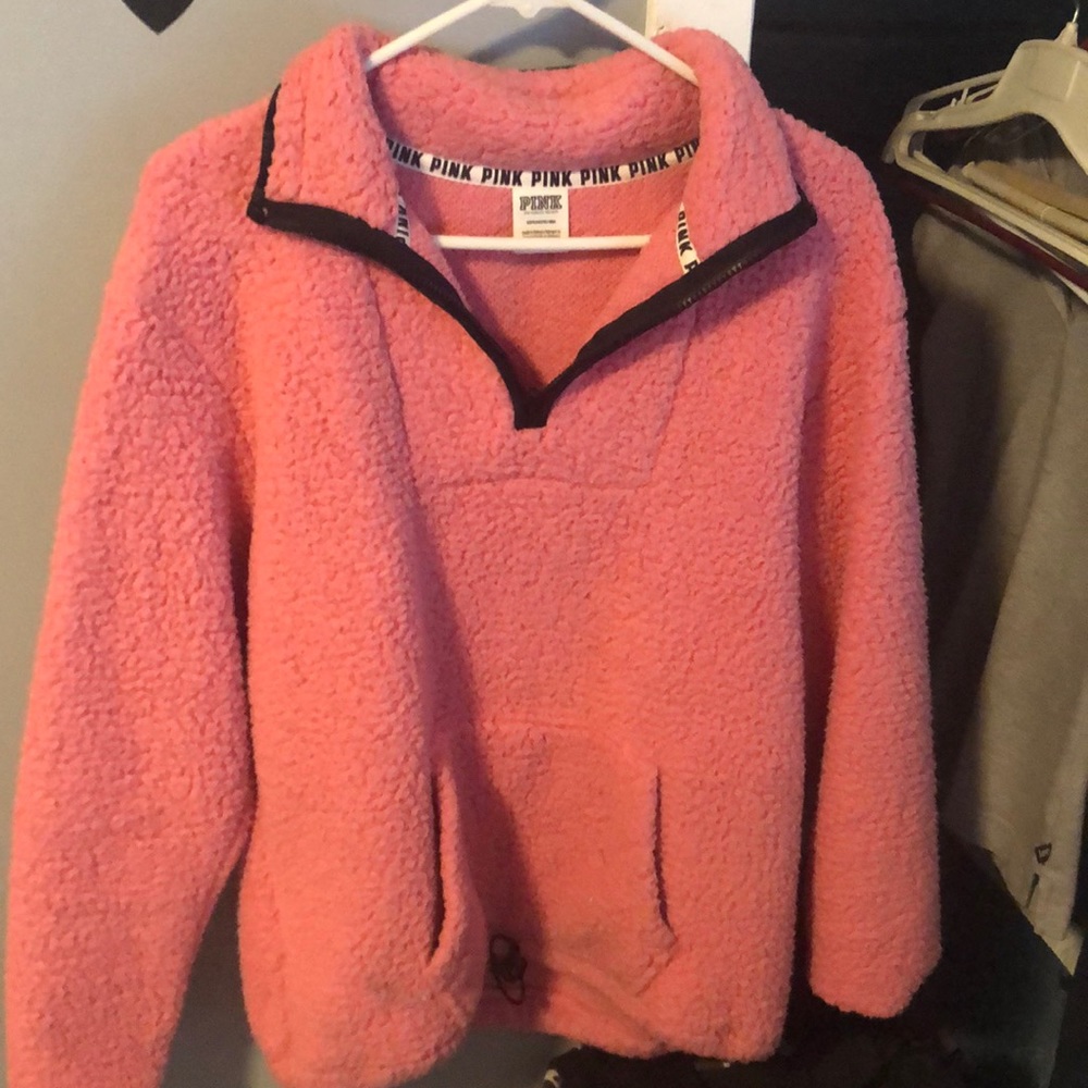 A pink sherpa from victoria’s secret pink.
